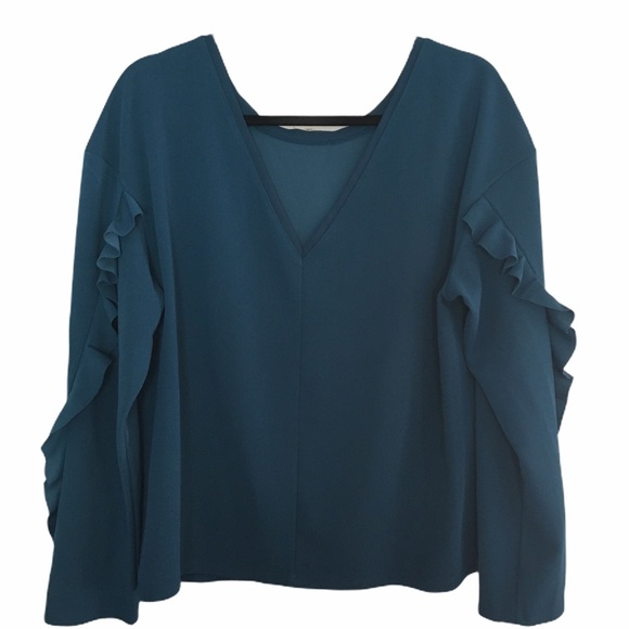 Bar III Ruffled Casual Long Sleeve Top Blouse - Picture 4 of 13